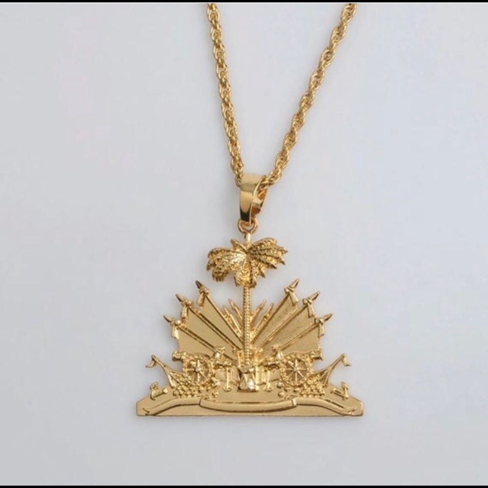 Haiti necklace, haiti flag men necklace